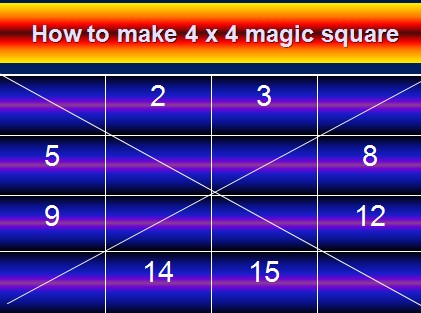 4 x 4 Magic square - pass 1